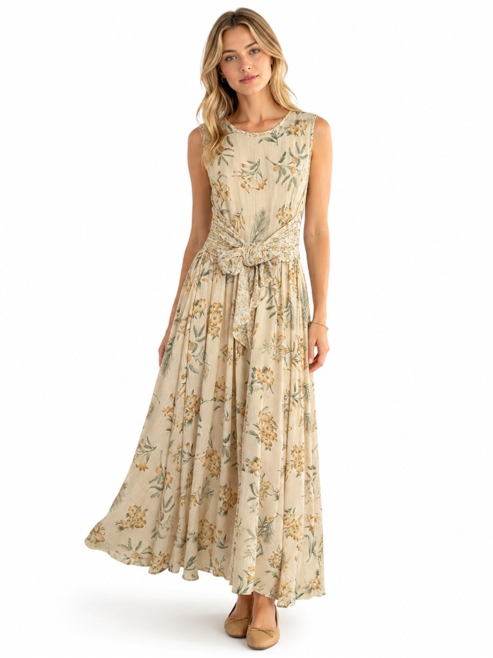 Vintage Cottagecore Floral Maxi Dress Made in USA Prairie Romantic Boho Size 14